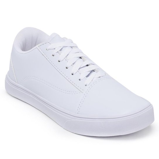 Tênis casual Feminino Masculino skatista unissex Skool - Branco Menor preço em Tênis casual Feminino Masculino skatista unissex Skool - Branco