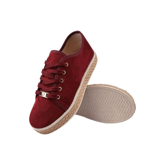 Tenis Casual Feminino Sapatenis Tati Ana Plataforma Detalhe Corda Leve Confortável - Marsala Menor preço em Tenis Casual Feminino Sapatenis Tati Ana Plataforma Detalhe Corda Leve Confortável - Marsala