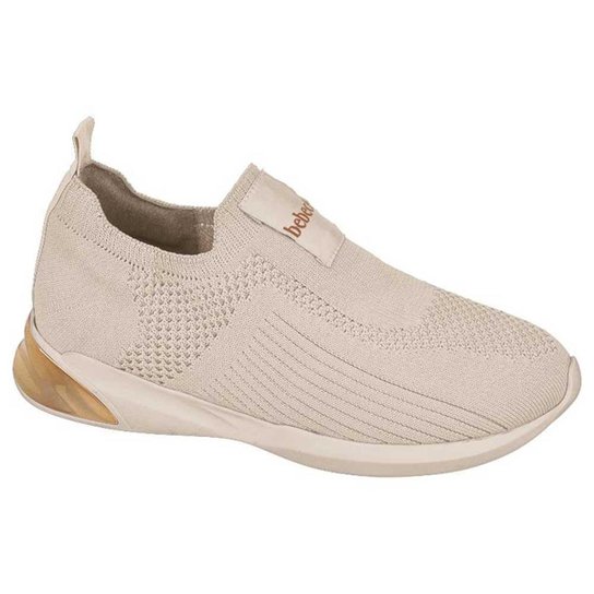 Tênis Casual Feminino Slip On Knit Tule Ouro Bebecê T1337-623