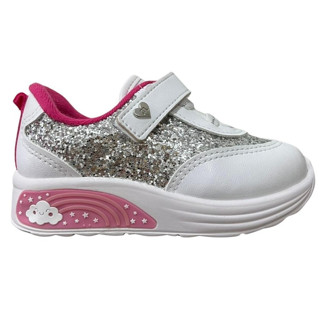 Tênis Casual Infantil Menina Molekinha 2731.203 Glitter Led Branco