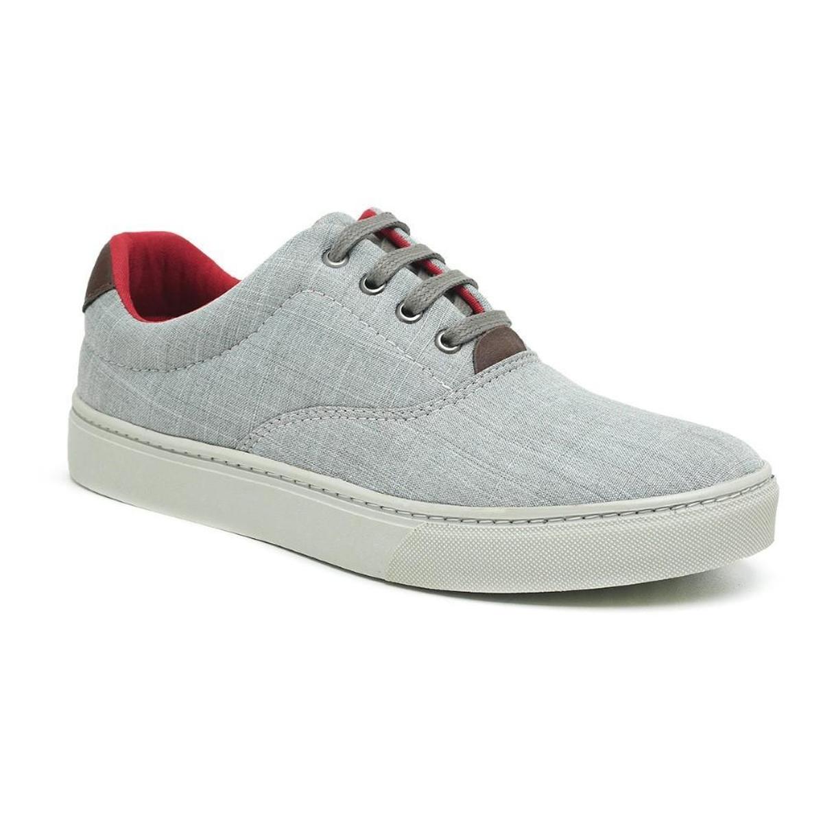 Tênis Casual Masculino Básico Em Tecido Com Solado Reto de Borracha e  Cadarço - Cinza | Netshoes