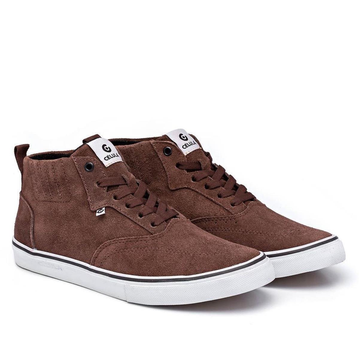 Tênis Casual Masculino Cano Alto Couro Dia a Dia Vulcanizado Menor preço em Tênis Casual Masculino Cano Alto Couro Dia a Dia Vulcanizado