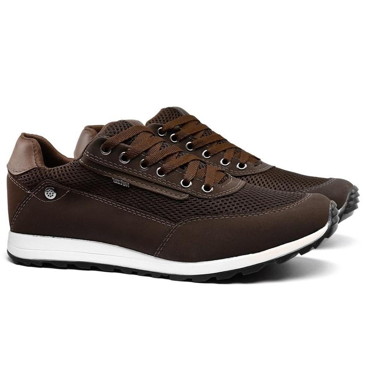 Tênis Casual Masculino Confortável Com Cadarço - Marrom | Netshoes