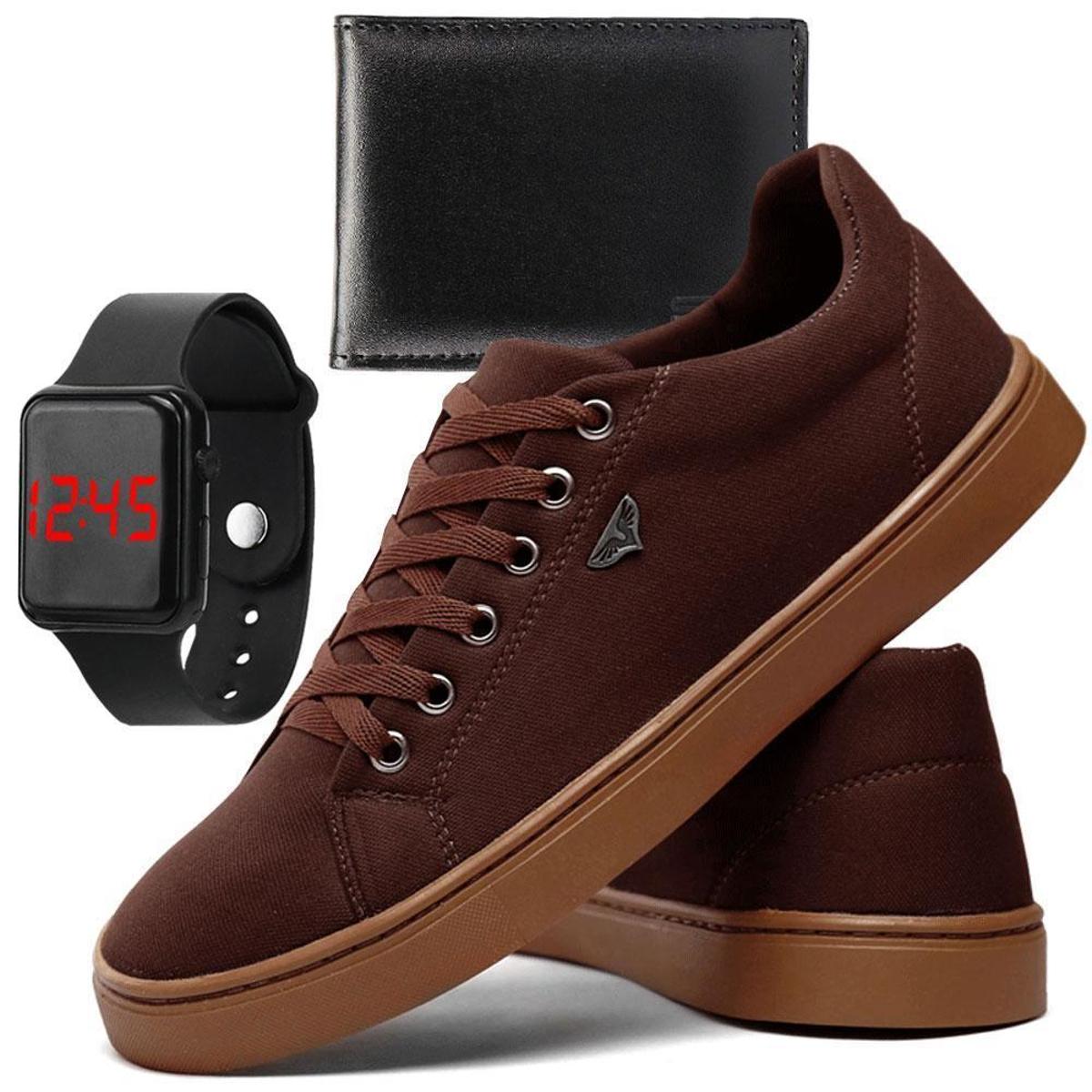Tênis Casual Masculino Dia a Dia + Relógio + Carteira é boa?