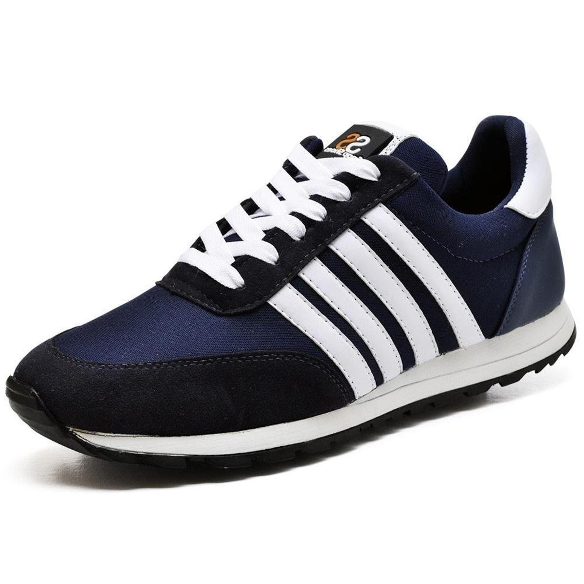 Tenis Casual Masculino Em Tecido Com Listras Laterais - Marinho | Netshoes
