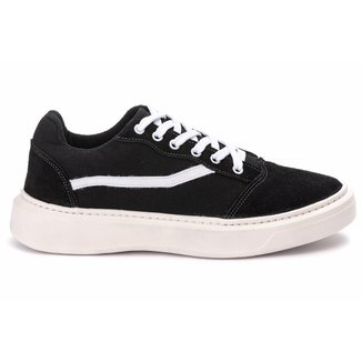 Tênis Casual Masculino Streetwear em Lona Camurça Sola Alta Confortável Dia a Dia