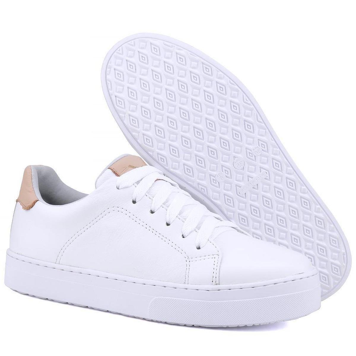 Tênis Casual Mr. Gutt De Couro Liso Branco Menor preço em Tênis Casual Mr. Gutt De Couro Liso Branco