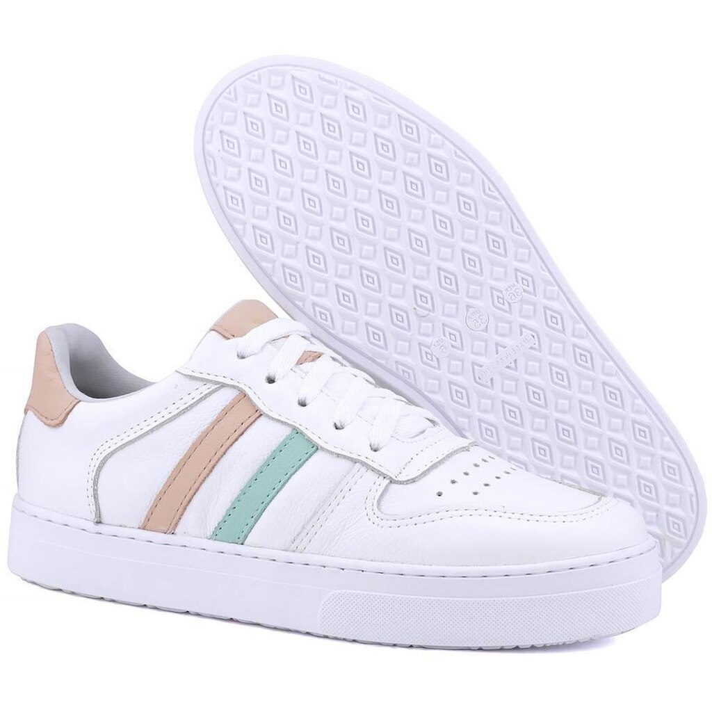 Tênis Casual Mr. Gutt Em Couro Branco E Verde Mulher