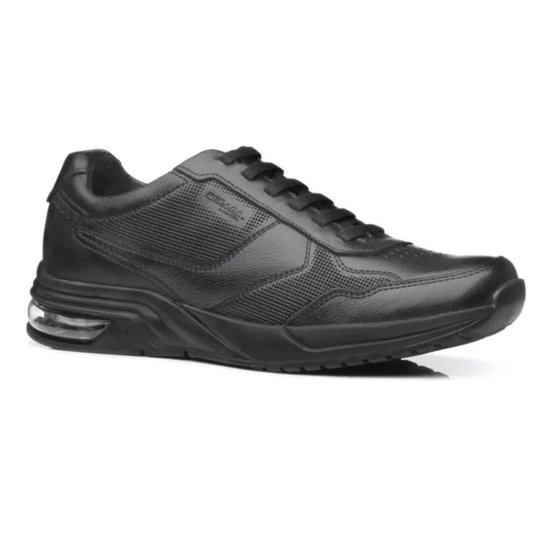 Tênis Casual Pegada Em Couro Com Amortecedor Masculino Preto