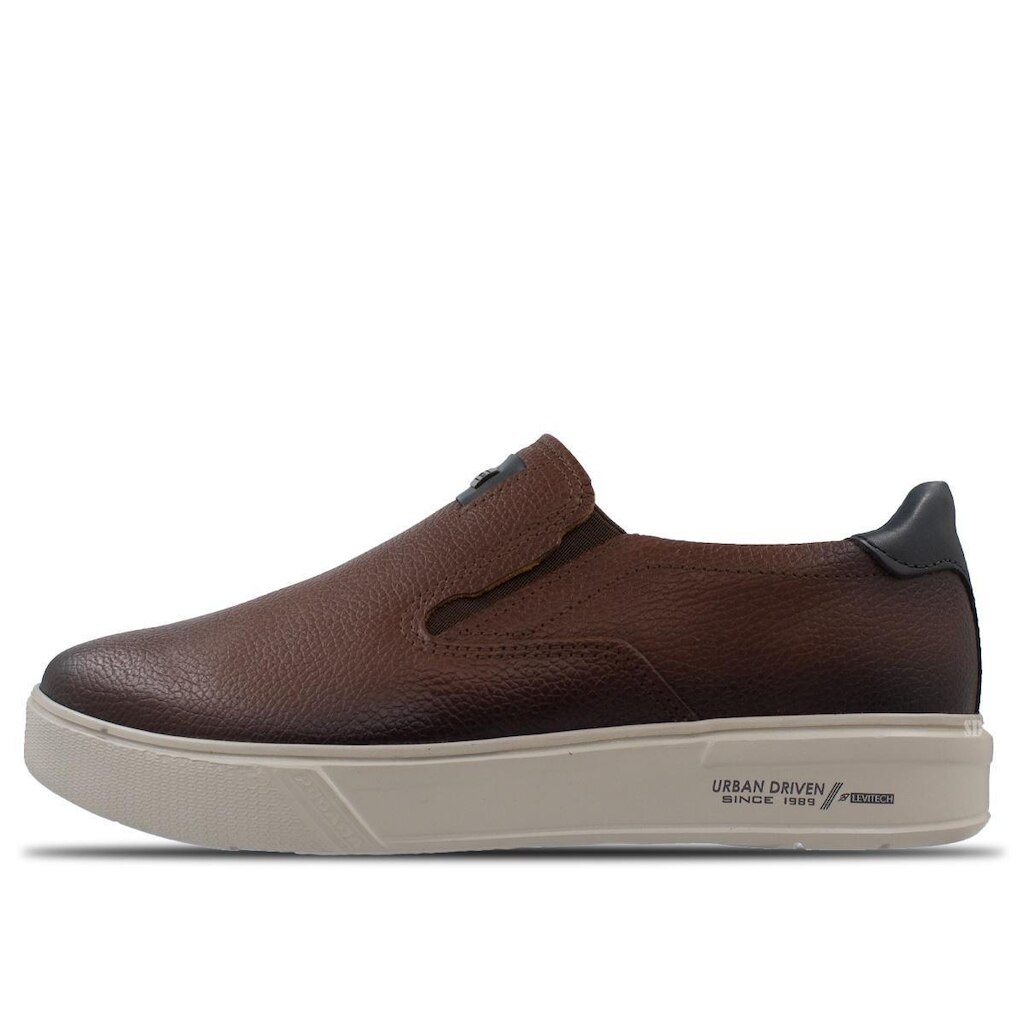 Tênis Casual Pegada Slip On Couro Masculino