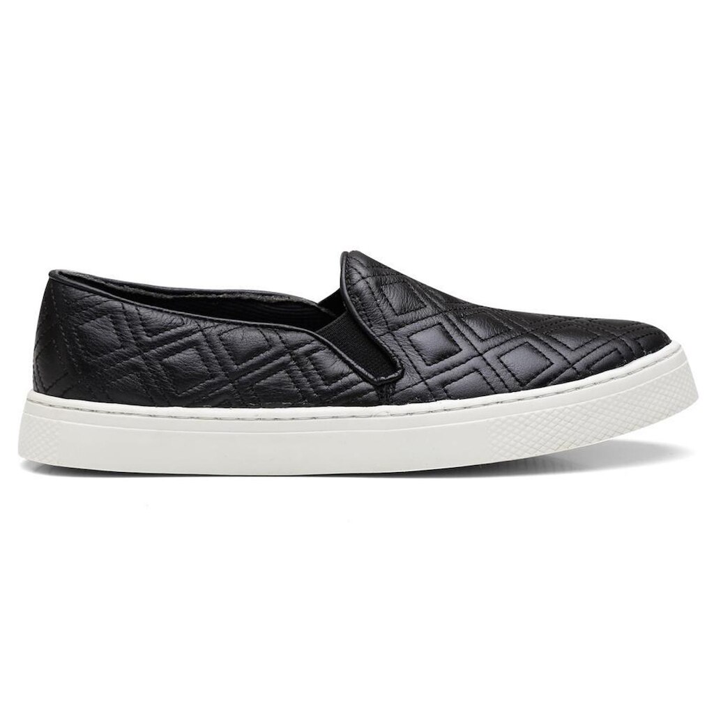 Tênis Casual Slip On Couro Feminino Solado Flatform Flexível