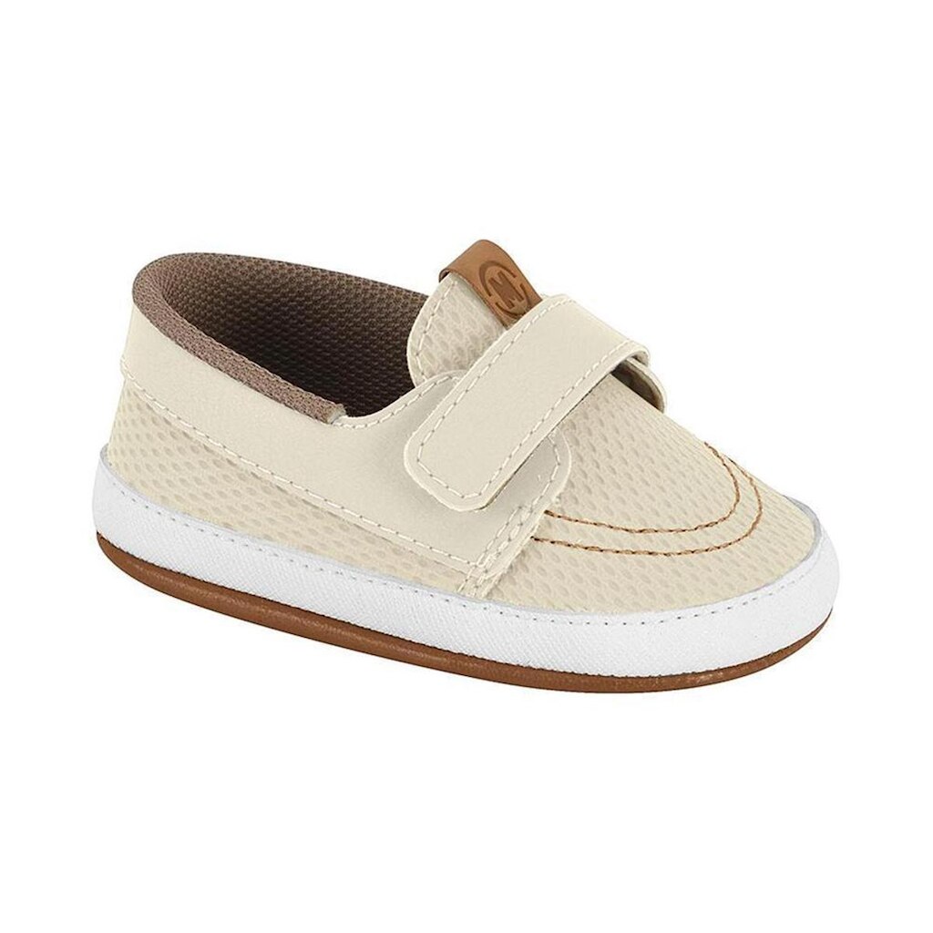 Tênis Casual Slip On Creme Tecido Mesh Fechamento Velcro | Molekinho