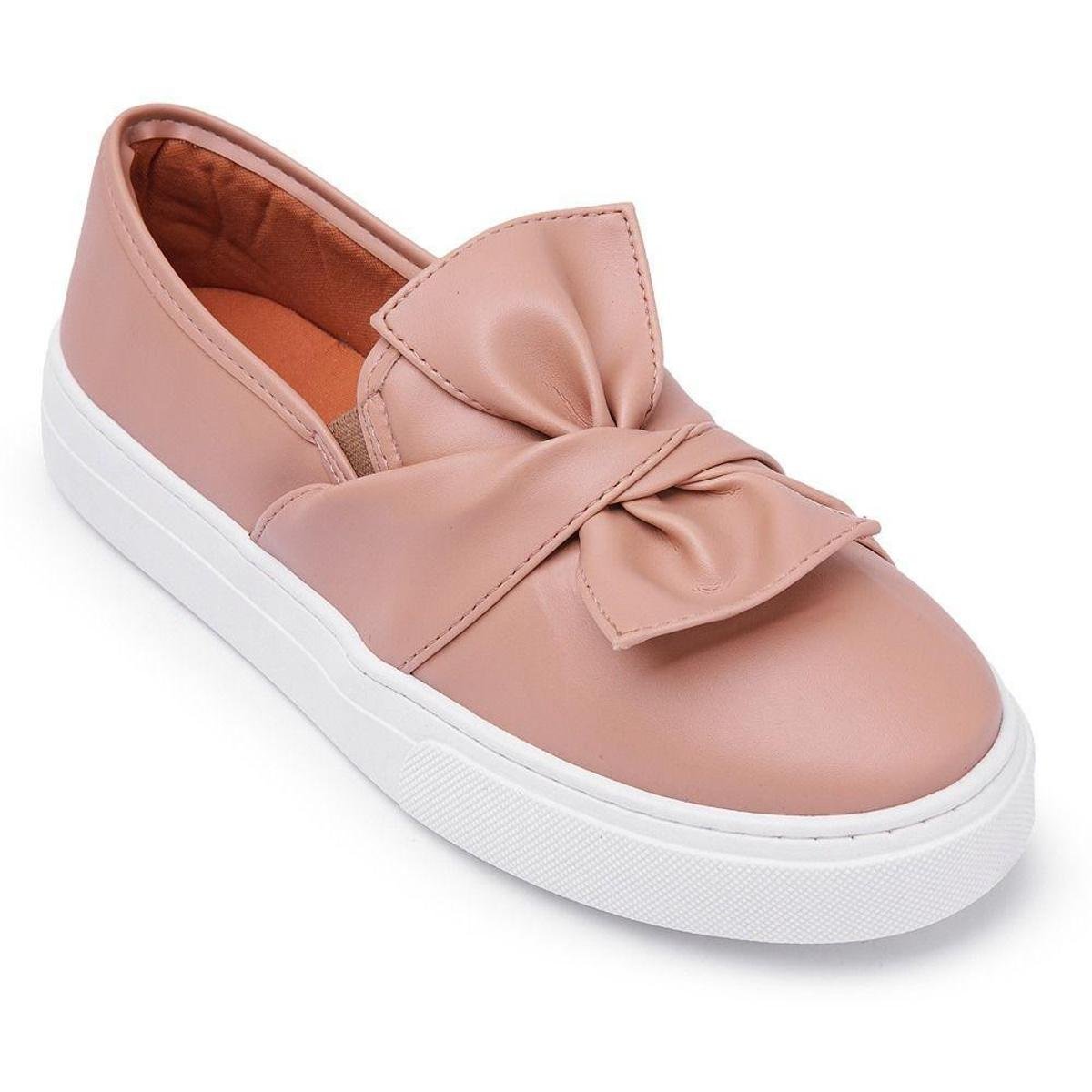Tênis Casual Slip On CRISTAISHOES Branco Branco - Rosa | Netshoes