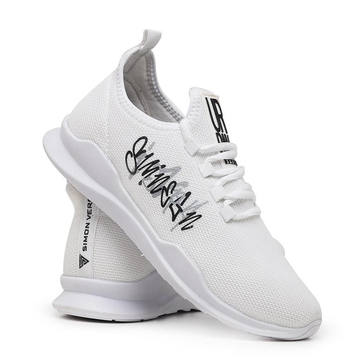 Tênis Casual Urbano Leve Com Palmilha Anatômica Confortável Branco Estampado Menor preço em Tênis Casual Urbano Leve Com Palmilha Anatômica Confortável Branco Estampado