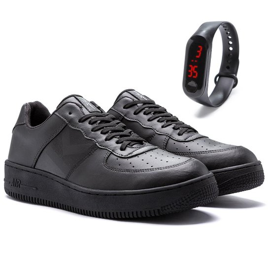 Tênis Casual Venetto Air Force Casual Leve + Relógio Digital - Preto Menor preço em Tênis Casual Venetto Air Force Casual Leve + Relógio Digital - Preto