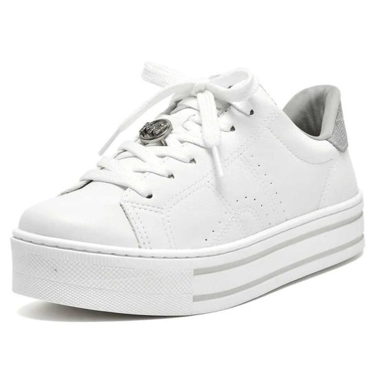 Tenis Casual Via Marte Plataforma Feminino 23-11807 - Branco+prata Menor preço em Tenis Casual Via Marte Plataforma Feminino 23-11807 - Branco+prata