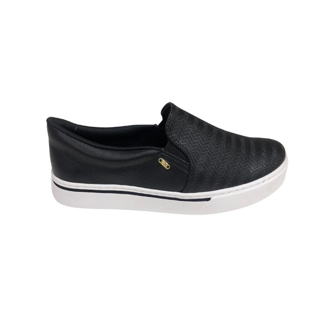 Tênis Casual Via Marte Slip On Preto Com Solado Branco Estilo e Conforto