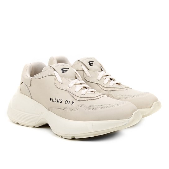 Tênis Chunky Couro Ellus Rubber Deluxe Feminino - Off White Menor preço em Tênis Chunky Couro Ellus Rubber Deluxe Feminino - Off White