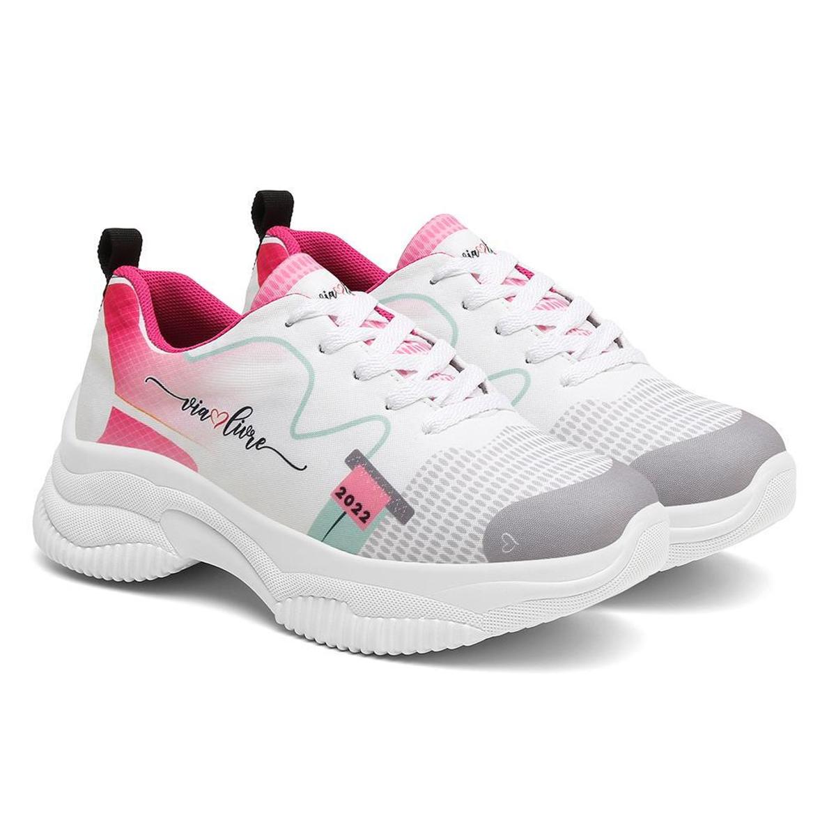 Tênis Chunky Moda Sneakers Feminino Solado Alto e Confortavel Dia-A-Dia -  Branco | Netshoes