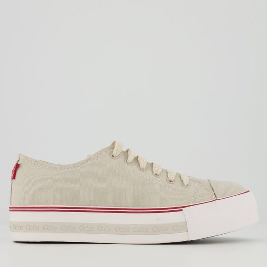 Tênis Coca Cola Atlanta Plataforma CV Feminino Bege - Bege Menor preço em Tênis Coca Cola Atlanta Plataforma CV Feminino Bege - Bege