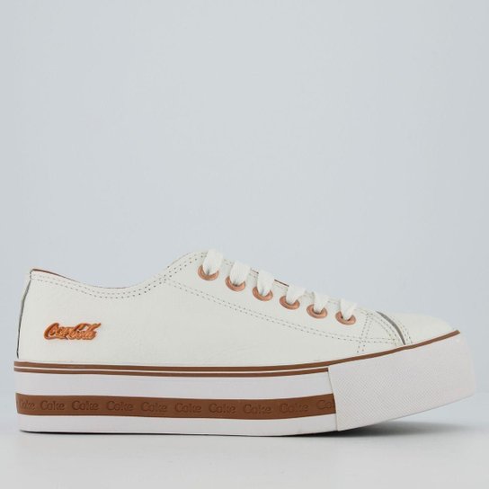 Tênis Coca Cola Atlanta Plataforma LT Feminino Branco - Branco Menor preço em Tênis Coca Cola Atlanta Plataforma LT Feminino Branco - Branco