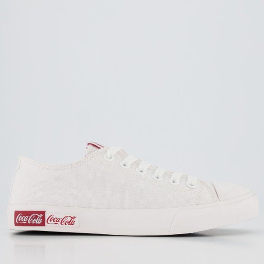 Tênis Coca Cola Basket Blend Canvas Branco - Branco Menor preço em Tênis Coca Cola Basket Blend Canvas Branco - Branco