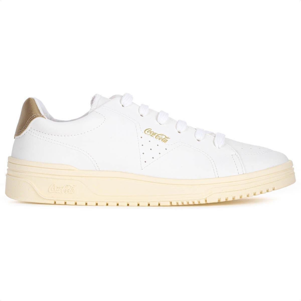 Tênis Coca Cola Bliss Town Branco e Dourado - Feminino Menor preço em Tênis Coca Cola Bliss Town Branco e Dourado - Feminino