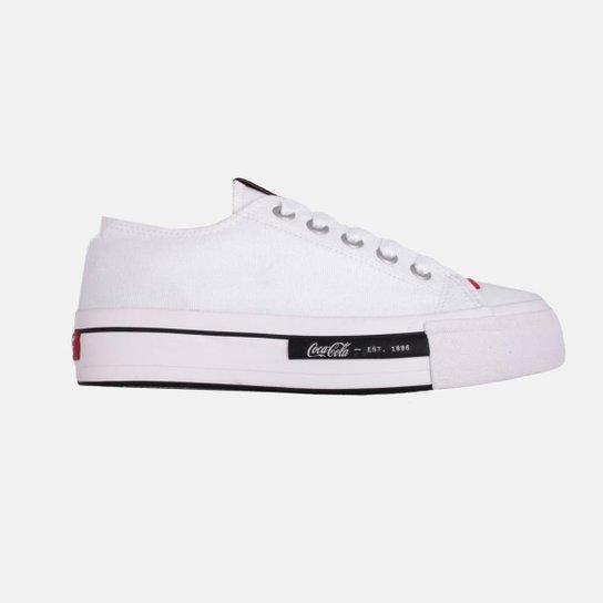 Tênis Coca Cola Daytona Plataforma Canvas Feminino Branco - Branco Menor preço em Tênis Coca Cola Daytona Plataforma Canvas Feminino Branco - Branco