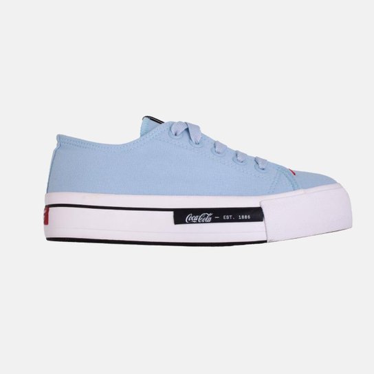 Tênis Coca Cola Daytona Plataforma Canvas Feminino Celeste - Azul Menor preço em Tênis Coca Cola Daytona Plataforma Canvas Feminino Celeste - Azul