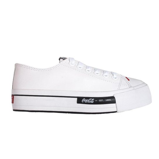 Tênis Coca Cola Daytona Plataforma Leather Branco Feminino - Branco Menor preço em Tênis Coca Cola Daytona Plataforma Leather Branco Feminino - Branco
