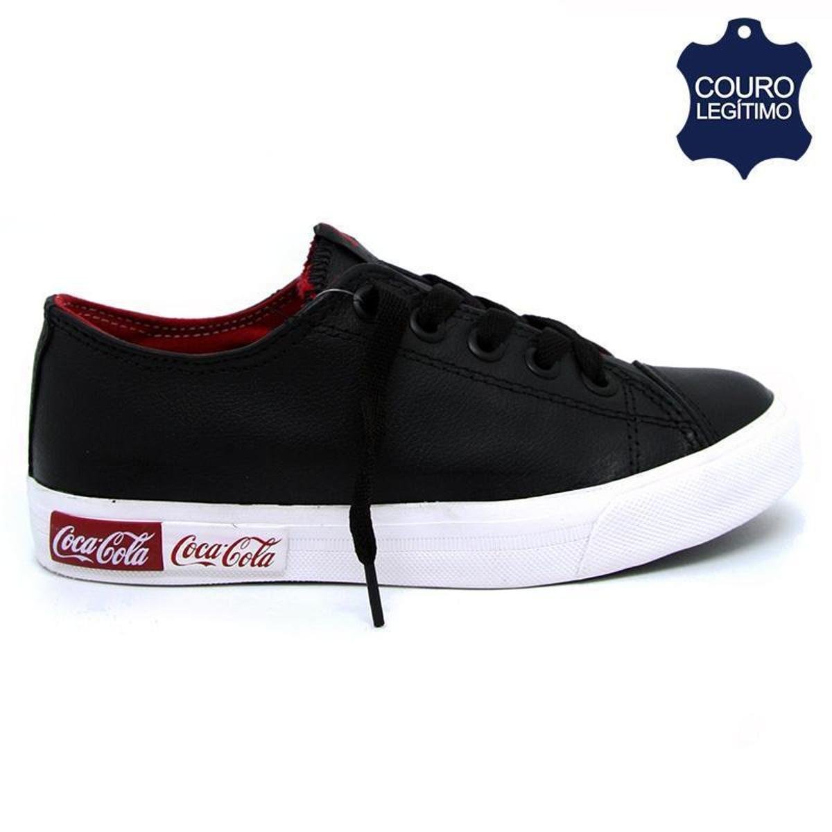 Tênis Coca-Cola Feminino Blend Leather em Couro Preto Netshoes