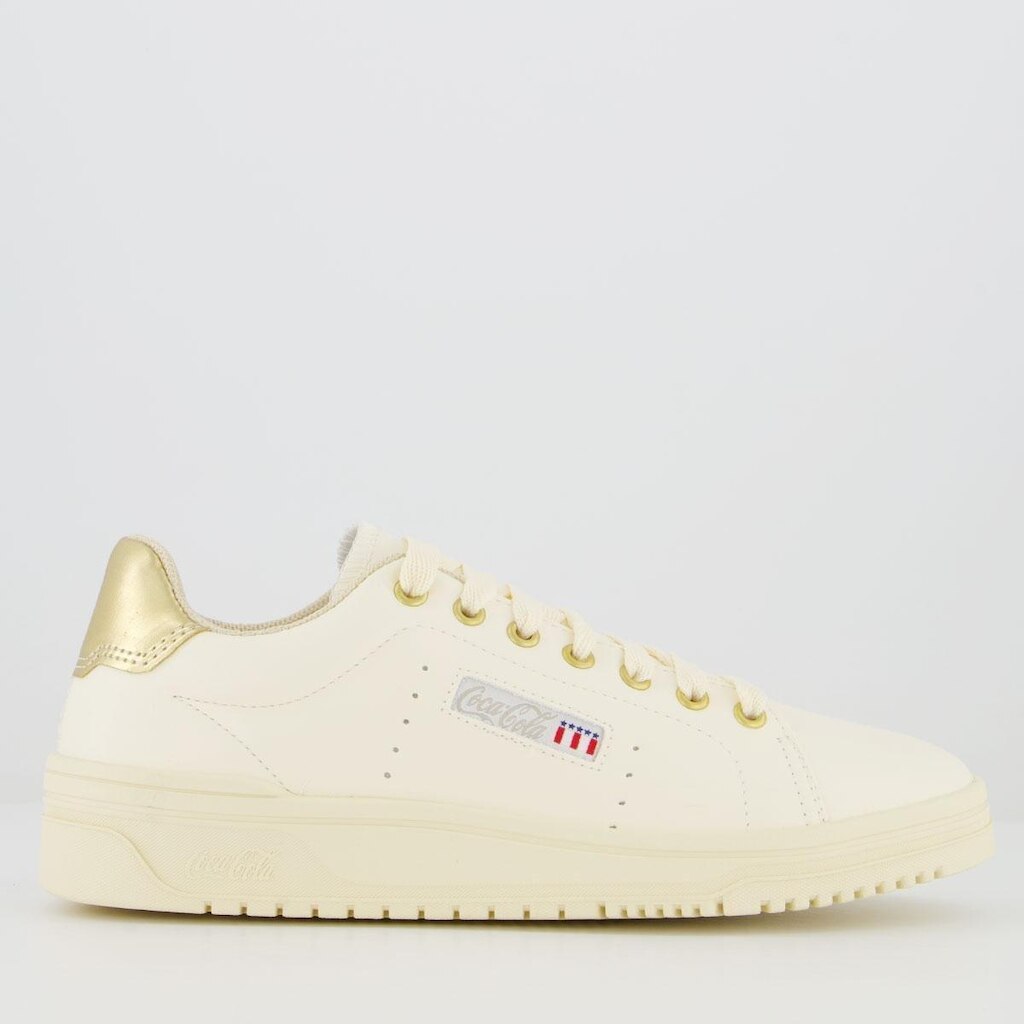 Tênis Coca Cola March Maverick Feminino Off White e Dourado