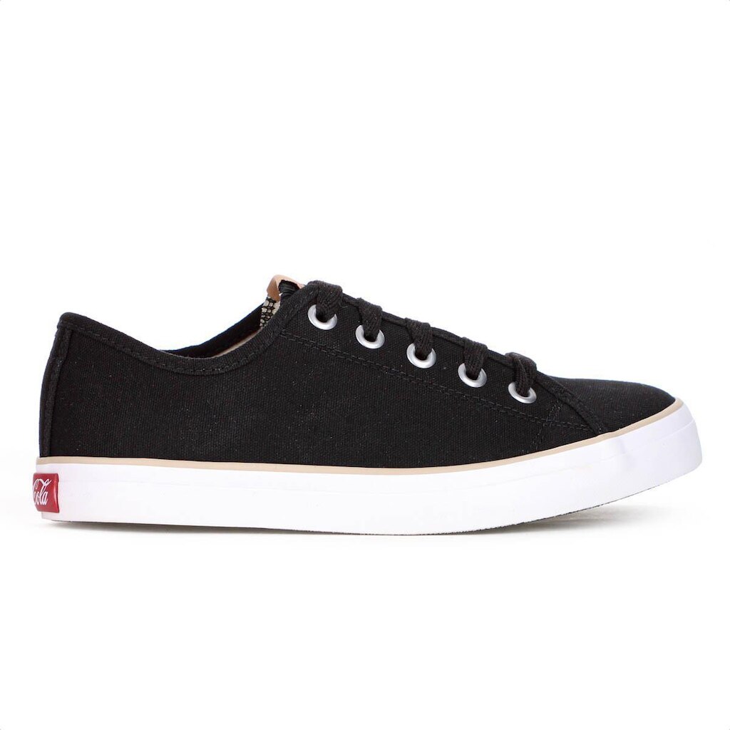 Tênis Coca Cola Stream Canvas Preto e Bege - Feminino