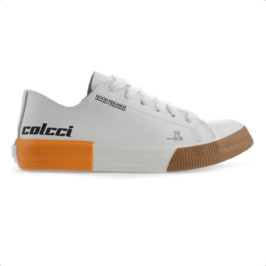 Tênis Colcci Palauâ Branco e Laranja - Feminino - Branco Menor preço em Tênis Colcci Palauâ Branco e Laranja - Feminino - Branco