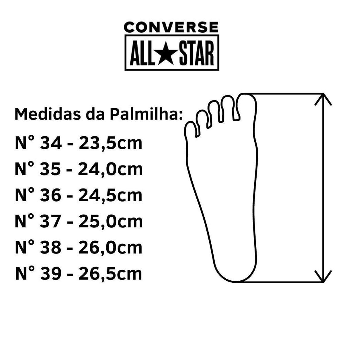 Medidas Converse All Star Numero 26 Palmilha All Star Tamanho 36