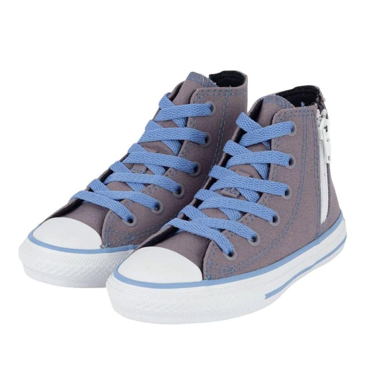 Tênis Converse All Star Chuck Taylor Side Zip HI Infantil - Cinza