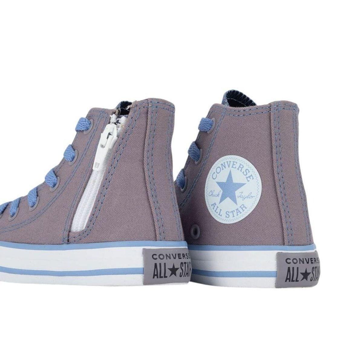 Tênis Converse All Star Chuck Taylor Side Zip HI Infantil - Cinza
