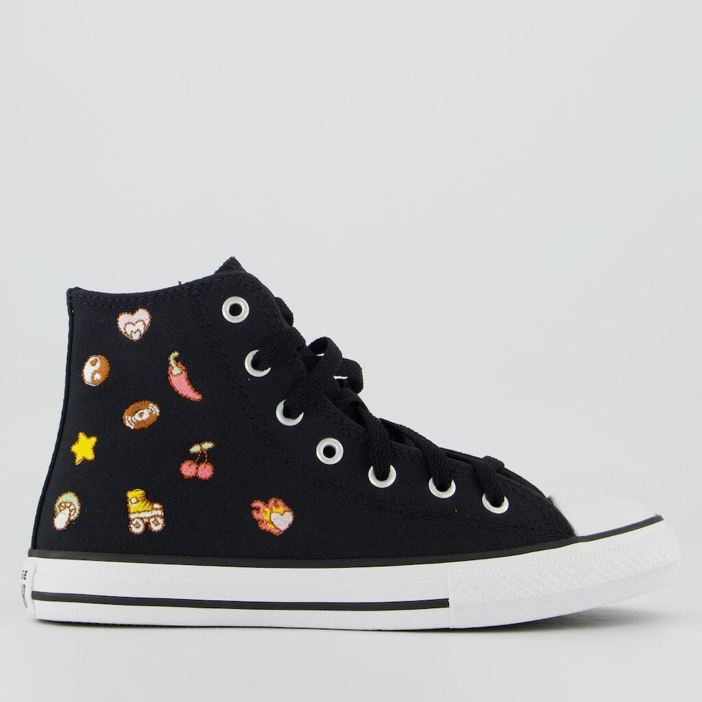 Tênis Converse All Star CK Stikers Juvenil Cano Alto Preto