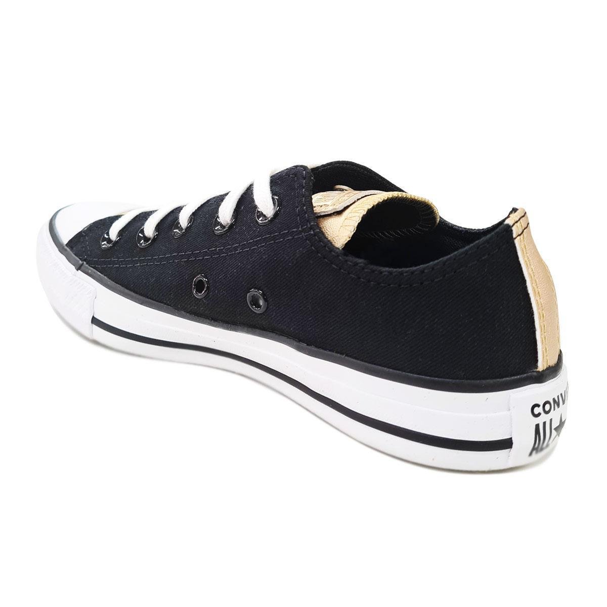 Tênis Converse All Star Lona Cano Baixo - Preto+Dourado | Netshoes