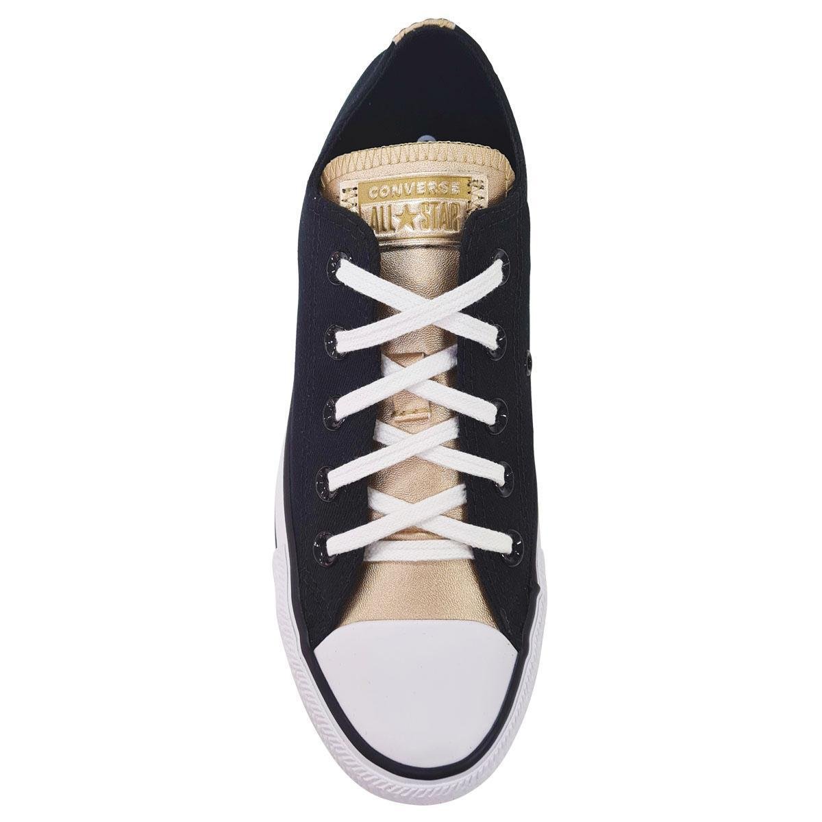 Tênis Converse All Star Lona Cano Baixo - Preto+Dourado | Netshoes