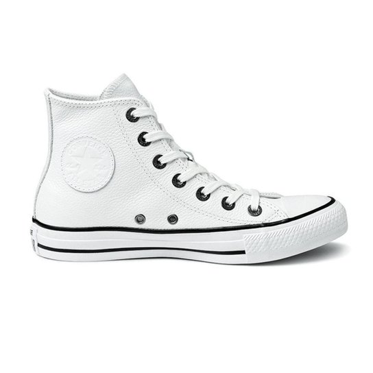 Tenis Converse Chuck Ca Couro Branco/preto/branco - Branco+Preto Menor preço em Tenis Converse Chuck Ca Couro Branco/preto/branco - Branco+Preto