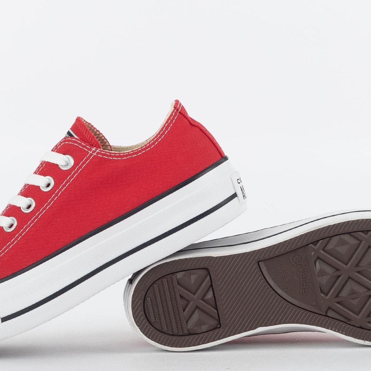 Converse Vermelho Cano Baixo All Star Plataforma Vermelho Tênis