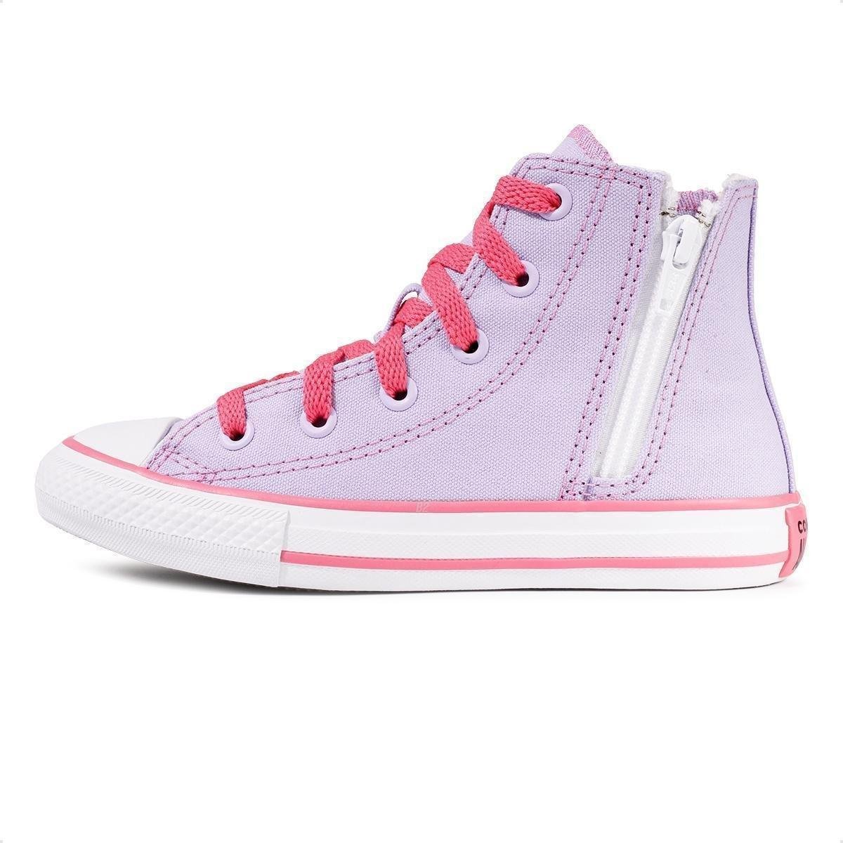 Tênis Converse Chuck Taylor All Star Side Zip Juvenil - Lilás+Rosa