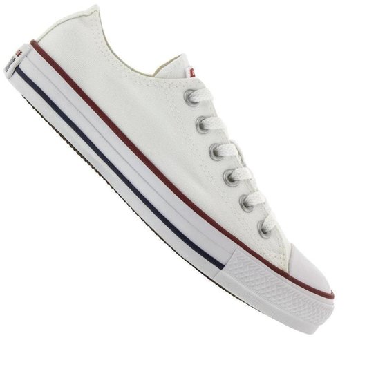 Tênis Converse Chuck Taylor Lona OX - Branco - Branco Menor preço em Tênis Converse Chuck Taylor Lona OX - Branco - Branco