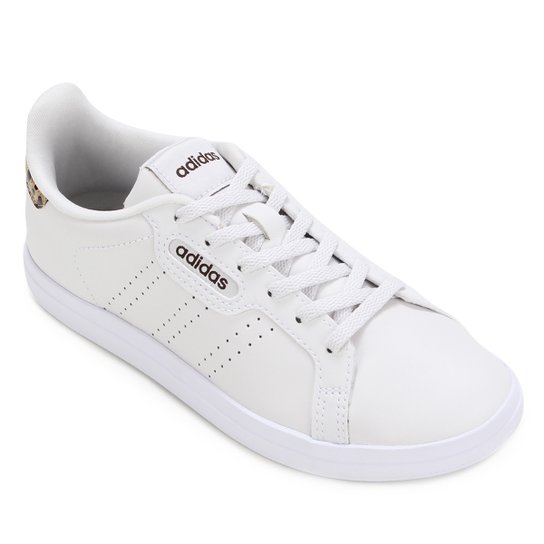 Tênis Couro Adidas Courtpoint Base Leopard Feminino - Branco Menor preço em Tênis Couro Adidas Courtpoint Base Leopard Feminino - Branco