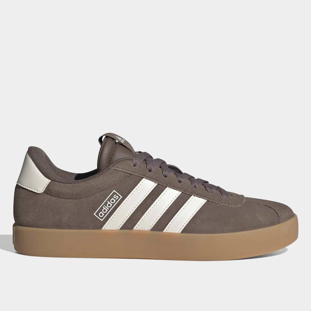 Tênis Couro Adidas VL Court 3.0 Feminino - Marrom+Branco