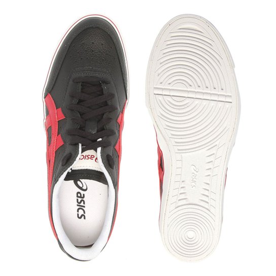 Tênis Couro Asics Tiger Top Spin Masculino - Preto+Vermelho Menor preço em Tênis Couro Asics Tiger Top Spin Masculino - Preto+Vermelho