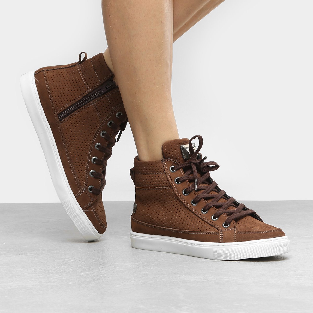 Cano Alto TÃªnis Couro Cavalera Marina Feminino Shoe Wholeselling