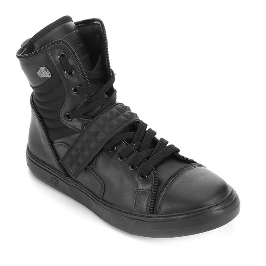 Tênis Couro Cano Alto HardcoreFootwear Zíper Rebite Masculino - Preto é ruim? Tênis Couro Cano Alto HardcoreFootwear Zíper Rebite Masculino - Preto é boa?
