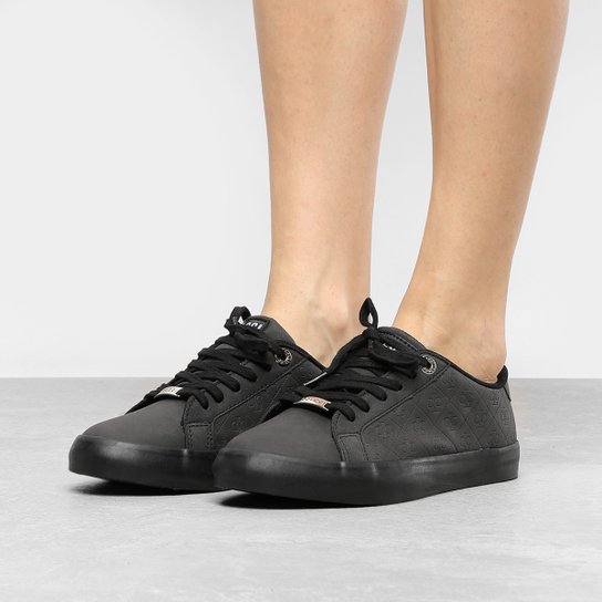 Tênis Couro Colcci Vulcanizado Monograma Feminino - Preto